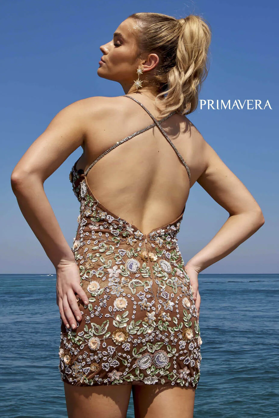 1938 - Primavera - V-Neck Short Dress with Floral Sequins - Image 10