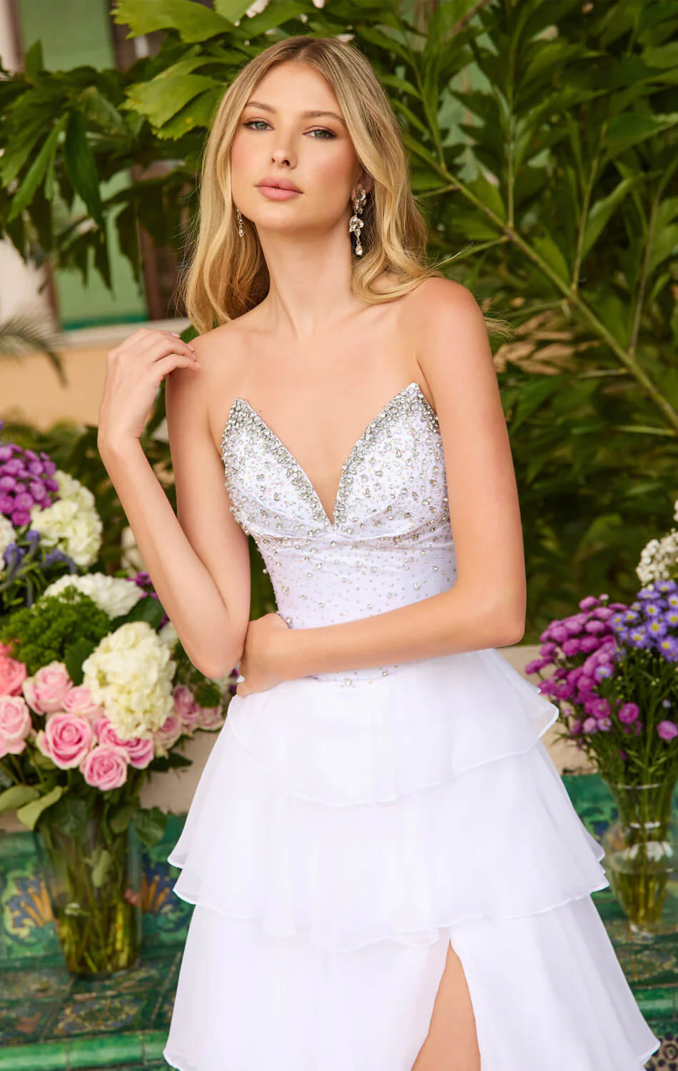 26407 - Ava Presley - Strapless Chiffon Gown With Tiered Skirt - Image 9