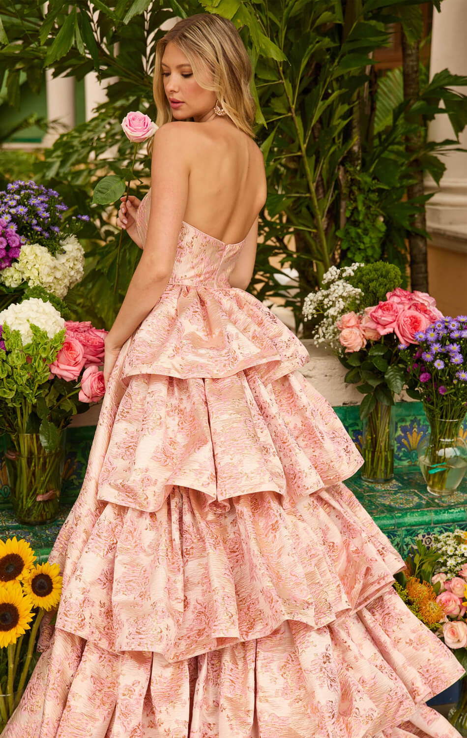 26412 - Ava Presley - Floral Jacquard Ball Gown - Image 4