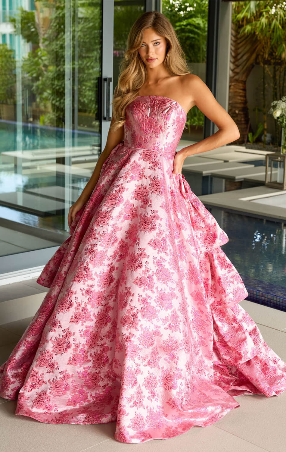 26412 - Ava Presley - Floral Jacquard Ball Gown - Image 5