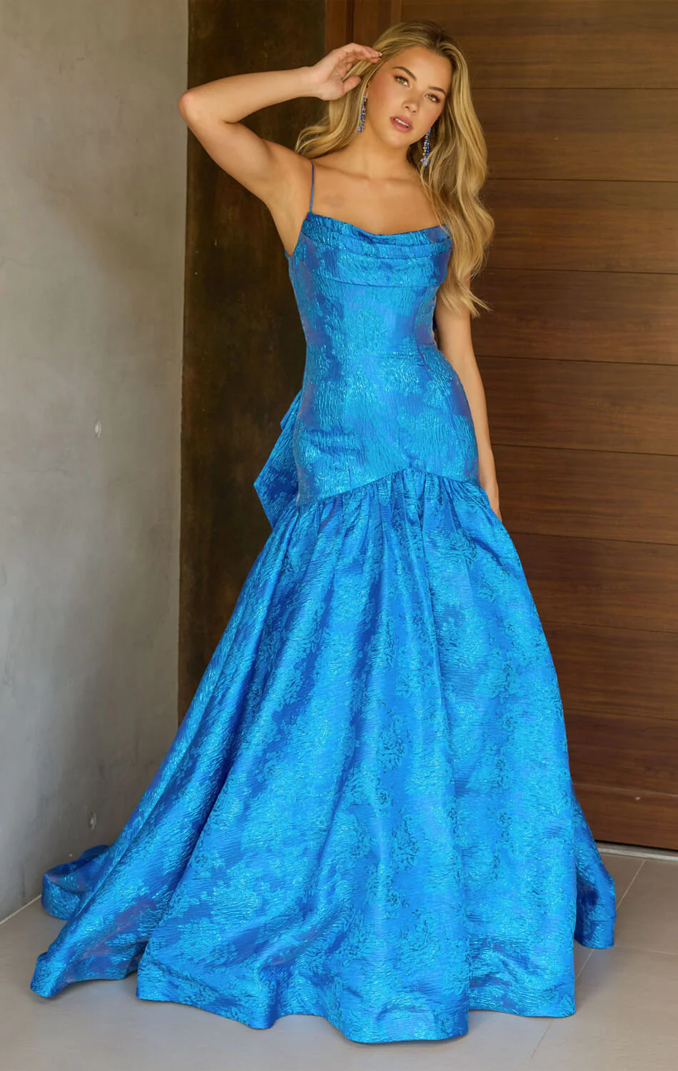 26419 - Ava Presley - Metallic Brocade Gown With Bow - Image 9