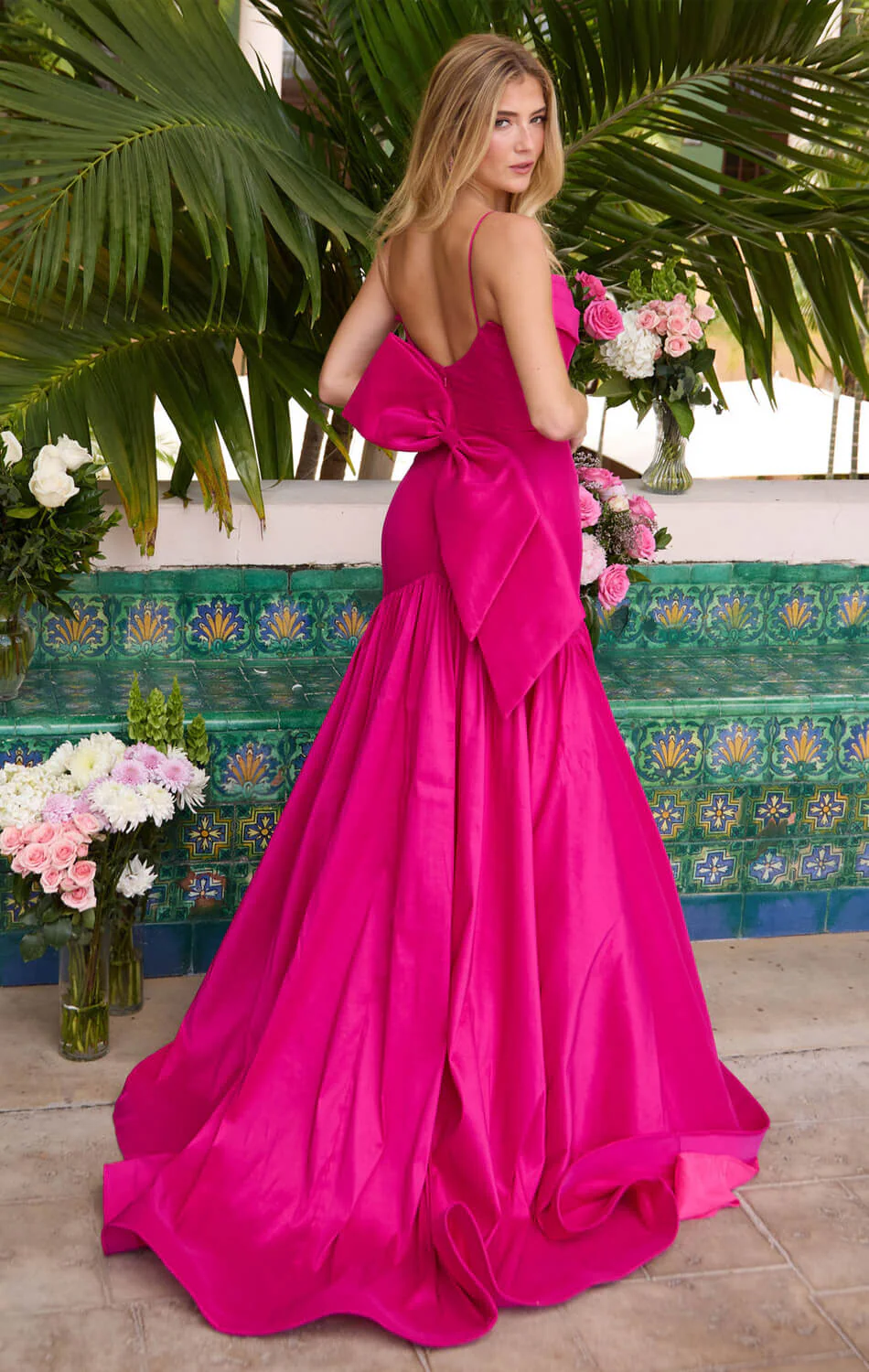 26422 - Ava Presley - Taffeta Mermaid Gown With Bow - Image 5