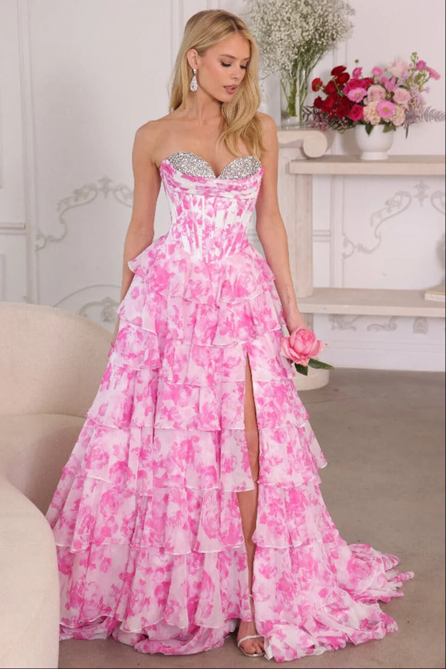 26441 - Ava Presley - Floral Ruffle Ball Gown - Image 3