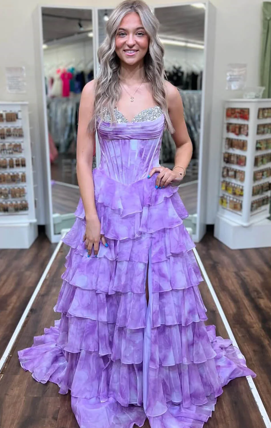 26442 - Ava Presley - Watercolor Layered Ball Gown - Image 7