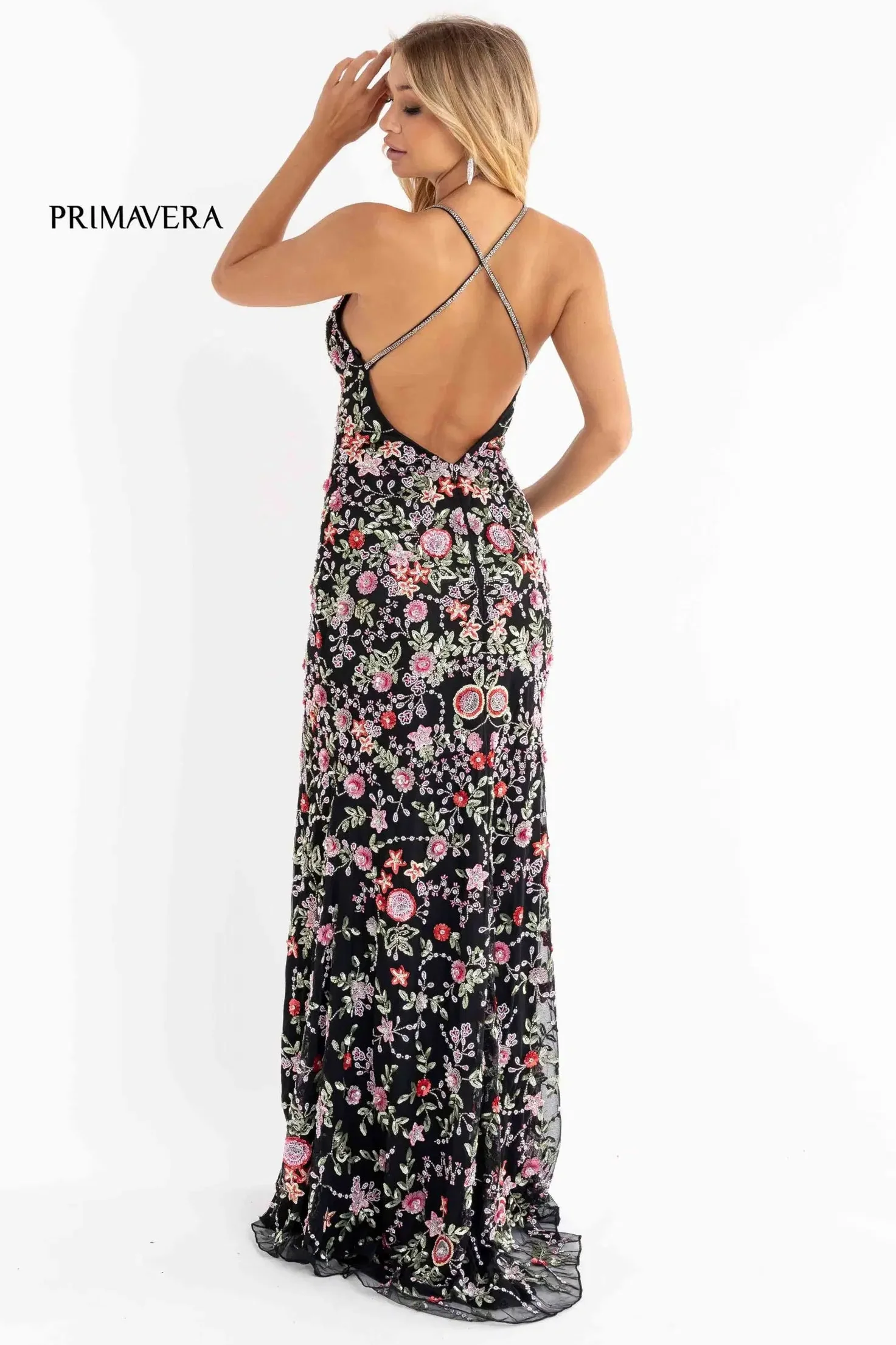3073 - Primavera - Fitted Gown with Plunging V-Neck - Image 11