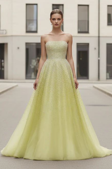 42500 - Ava Presley - Strapless A-line Pearl Embellished Dress - Image 11