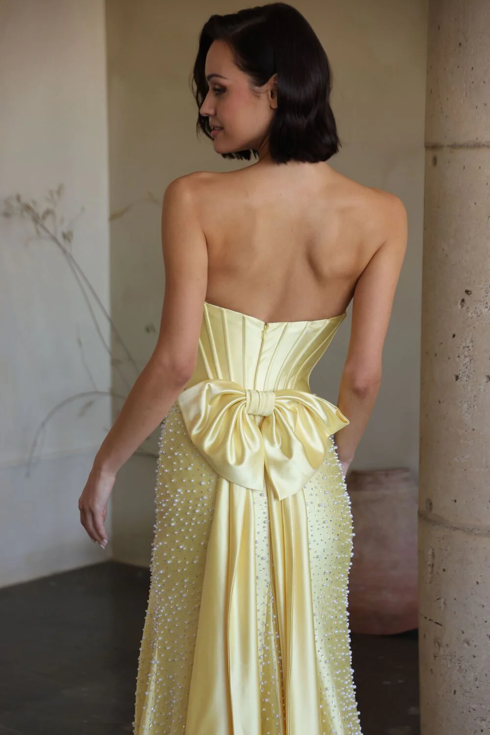 42513 - Ava Presley - Pearl Corset Dress with Back Bow - Image 6