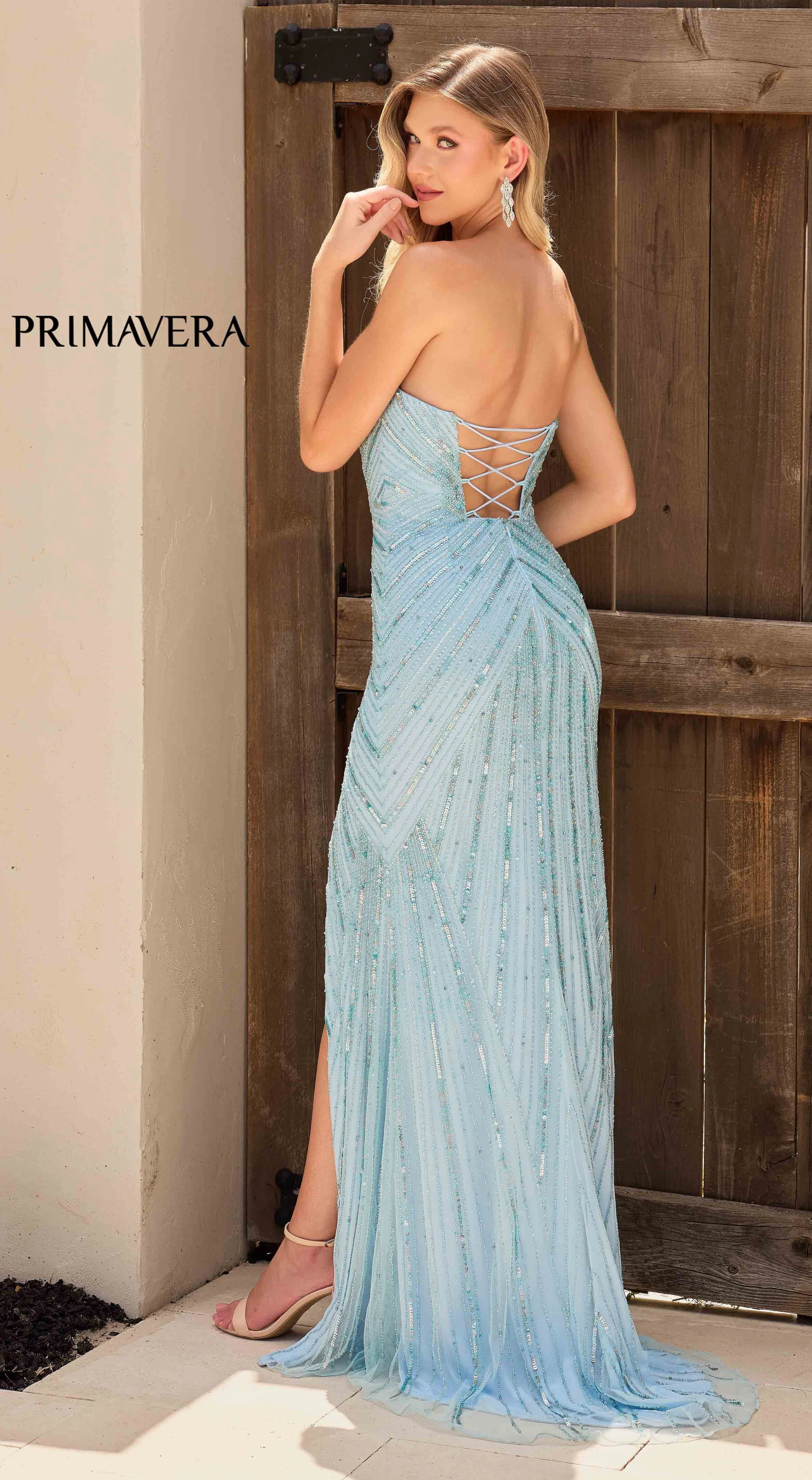 4309 - Primavera - Keyhole Strapless Beaded Long Dress - Image 18