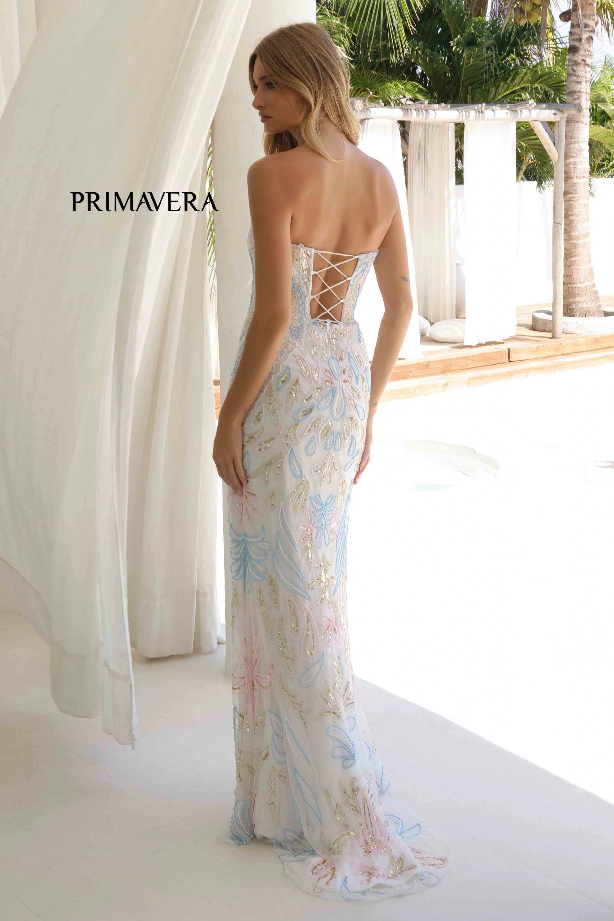 4331 - Primavera - Strapless Beaded Gown - Image 6