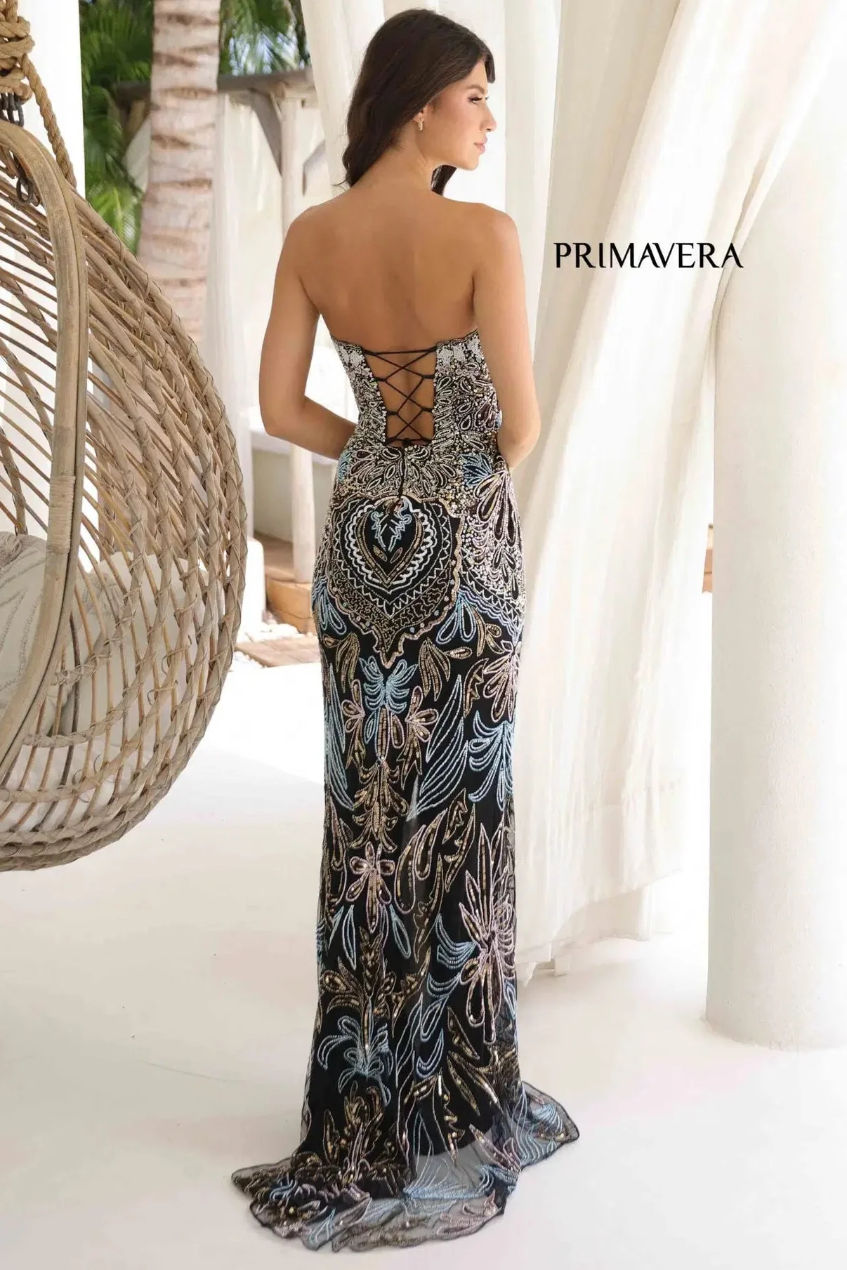 4382 - Primavera - Strapless Beaded Gown - Image 10