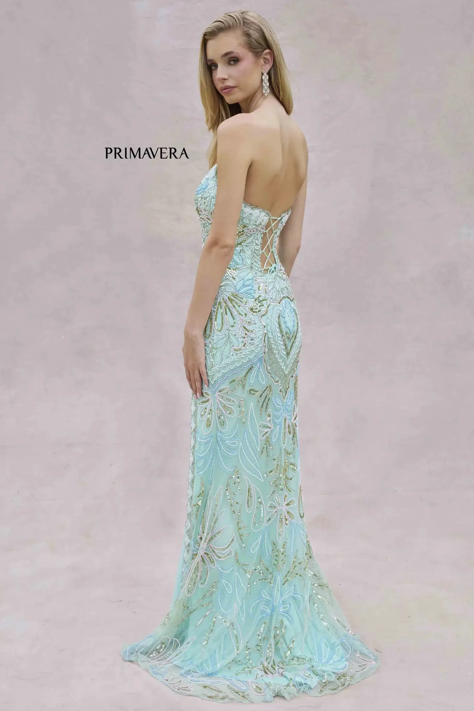 4382 - Primavera - Strapless Beaded Gown - Image 11