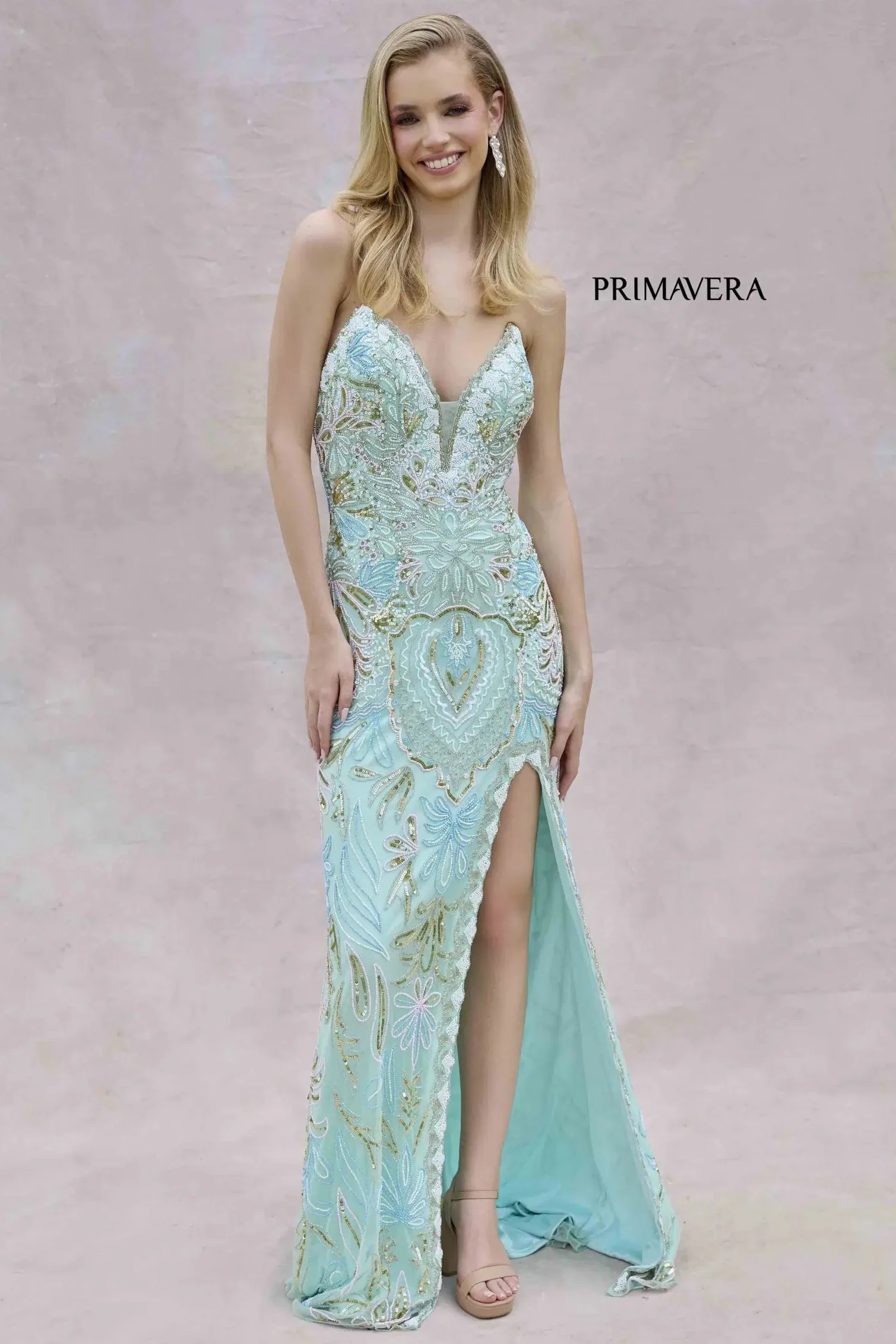 4382 - Primavera - Strapless Beaded Gown - Image 12