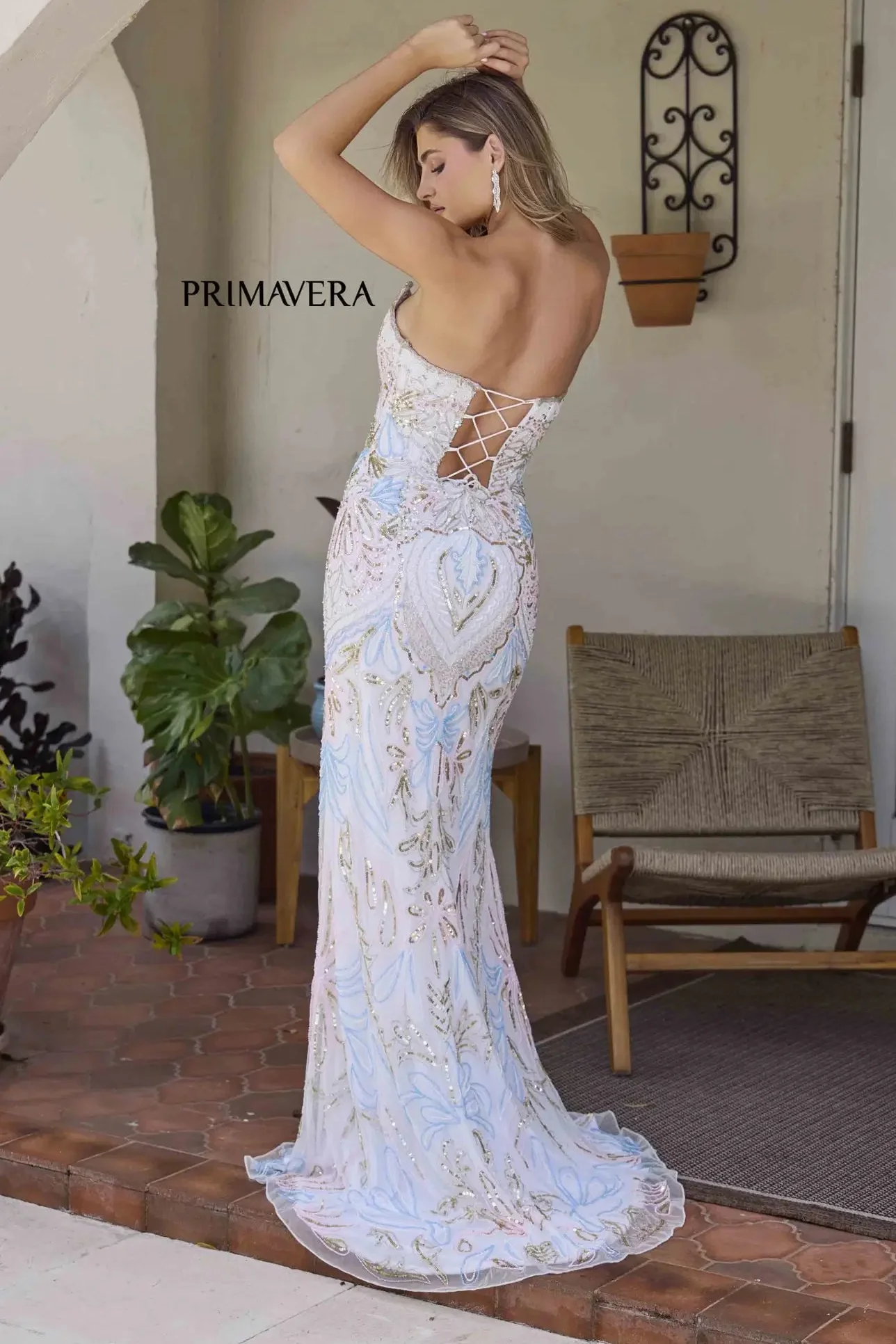 4382 - Primavera - Strapless Beaded Gown - Image 9