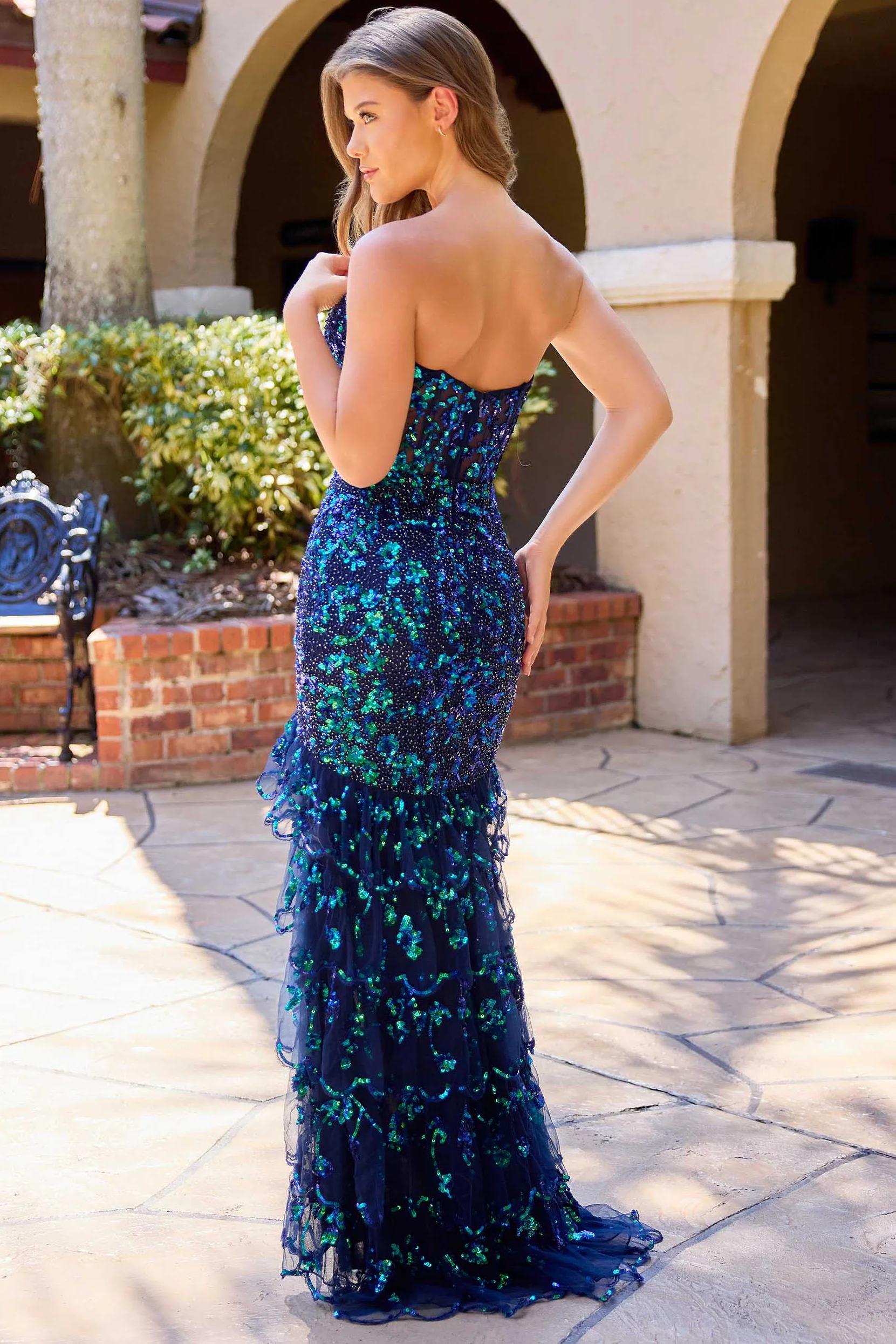 4507 - Primavera - Strapless Beaded Gown With Ruffled Skirt - Image 15