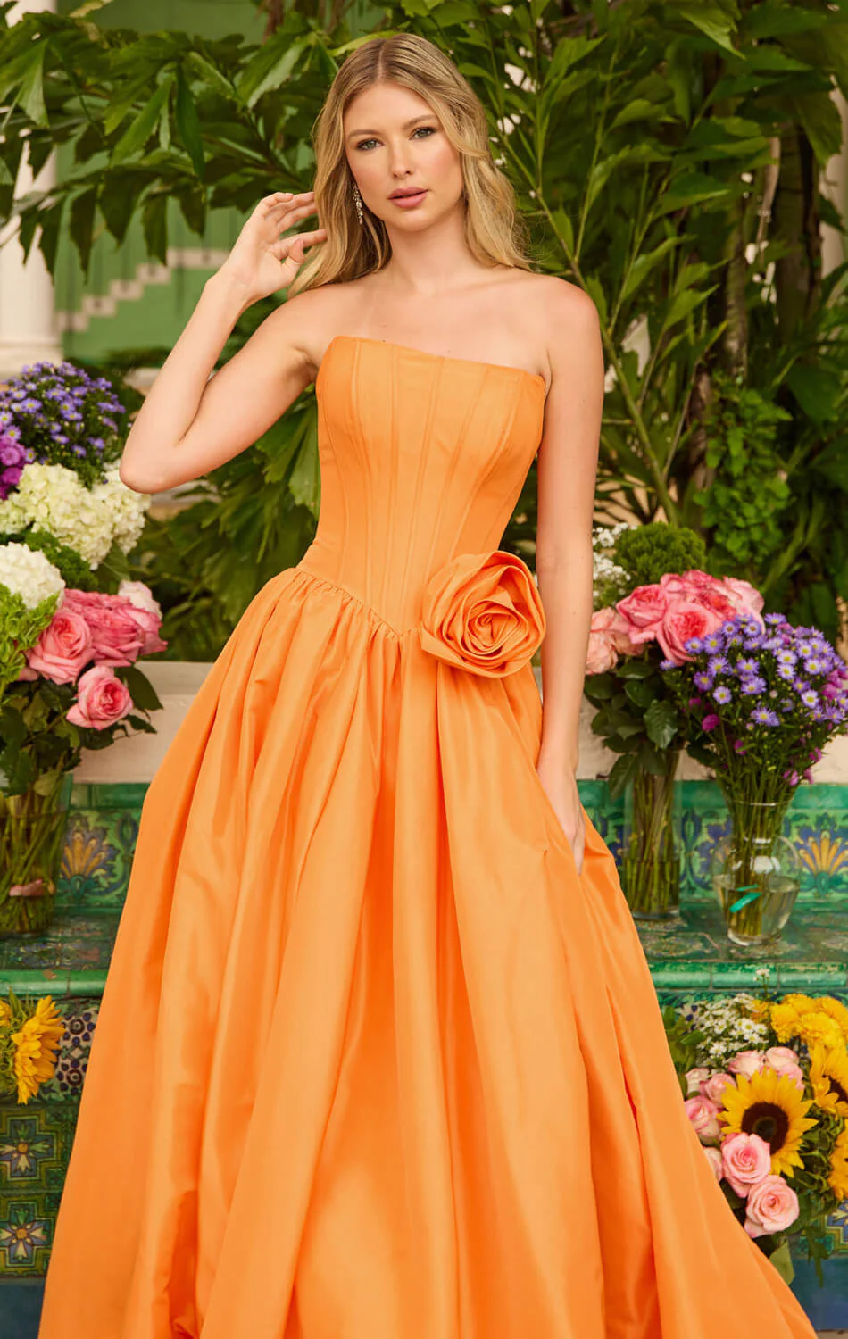 47204 - Ava Presley - Taffeta Ball Gown With Rosette Detail - Image 4
