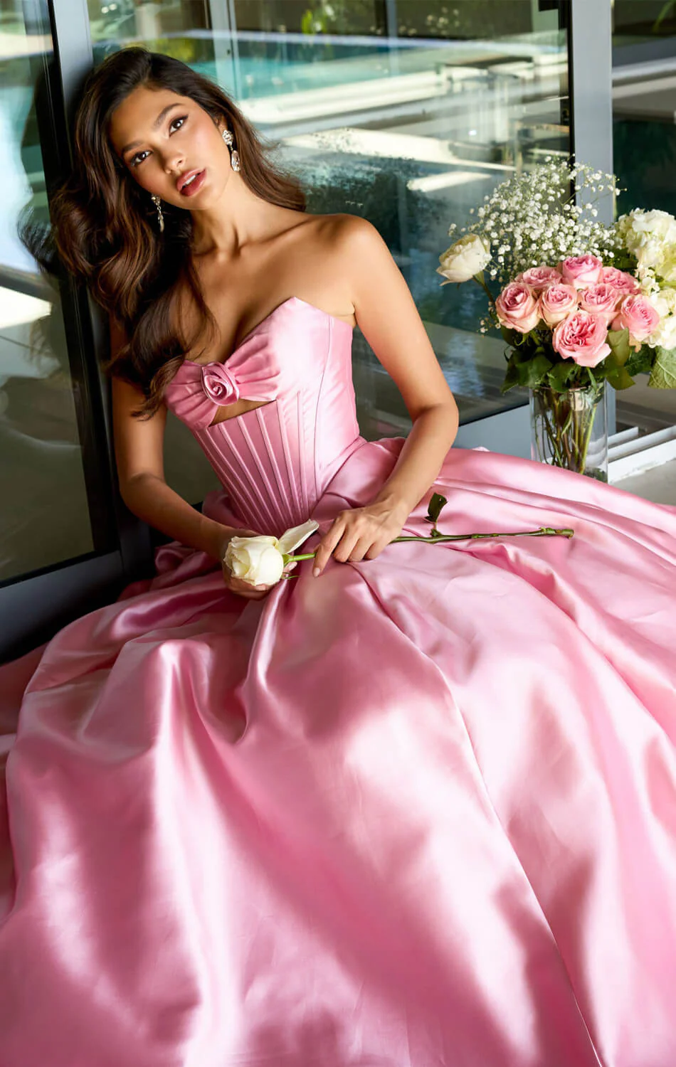 47223 - Ava Presley - Satin Ball Gown With Corset Bodice - Image 6