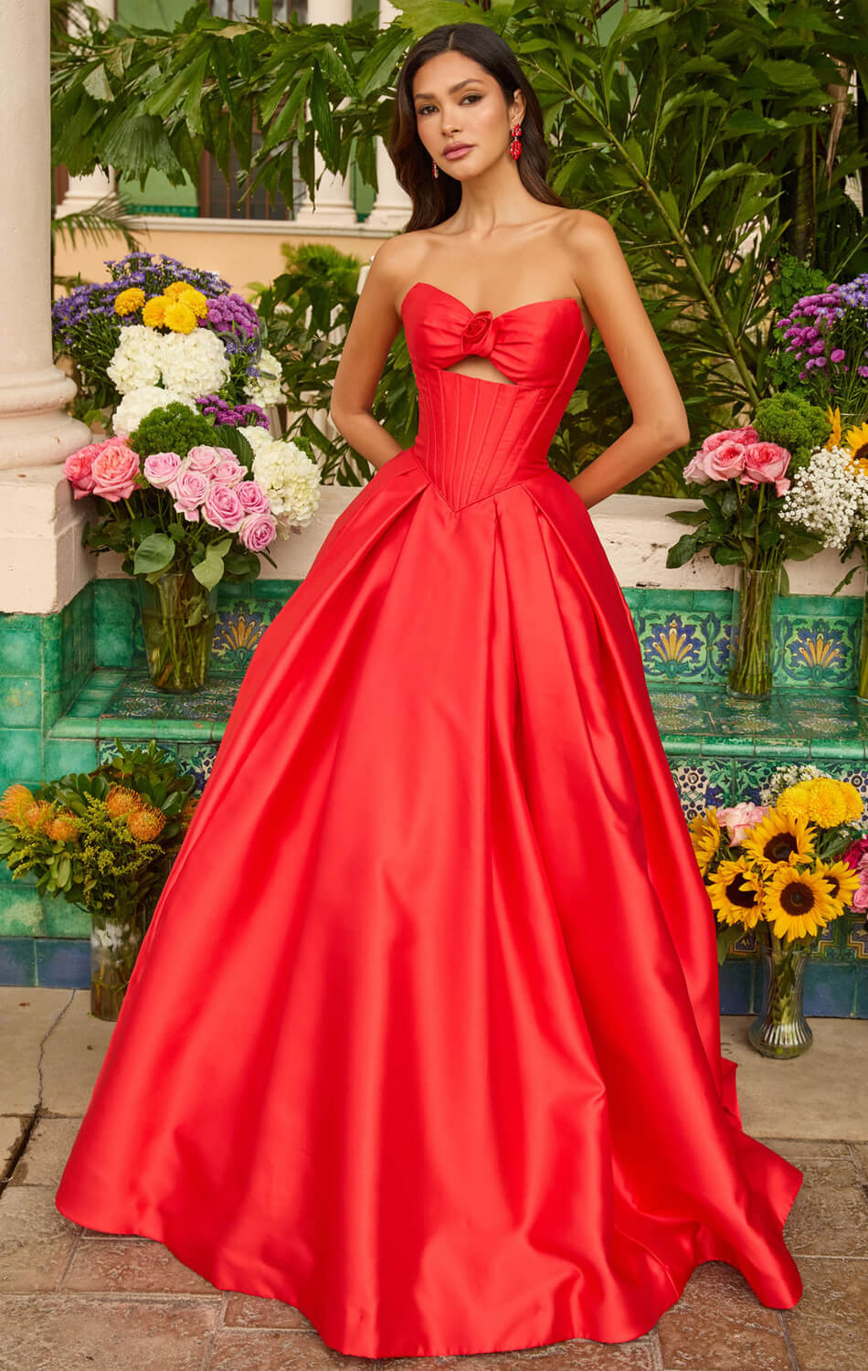 47223 - Ava Presley - Satin Ball Gown With Corset Bodice - Image 9