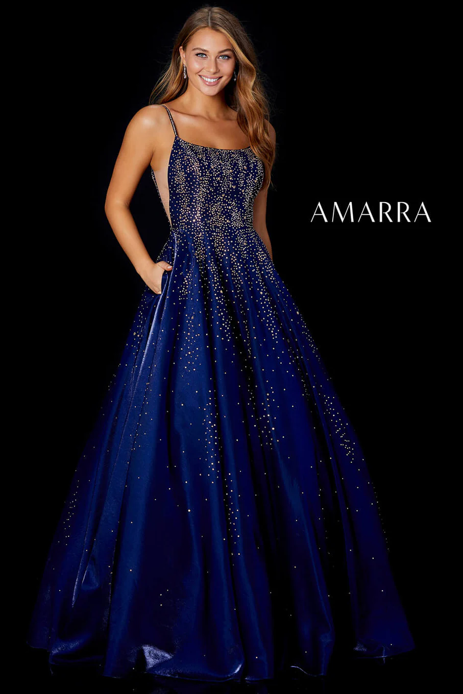 87292 - Amarra - Hot Stone Ball Gown With Scoop Neckline - Image 3