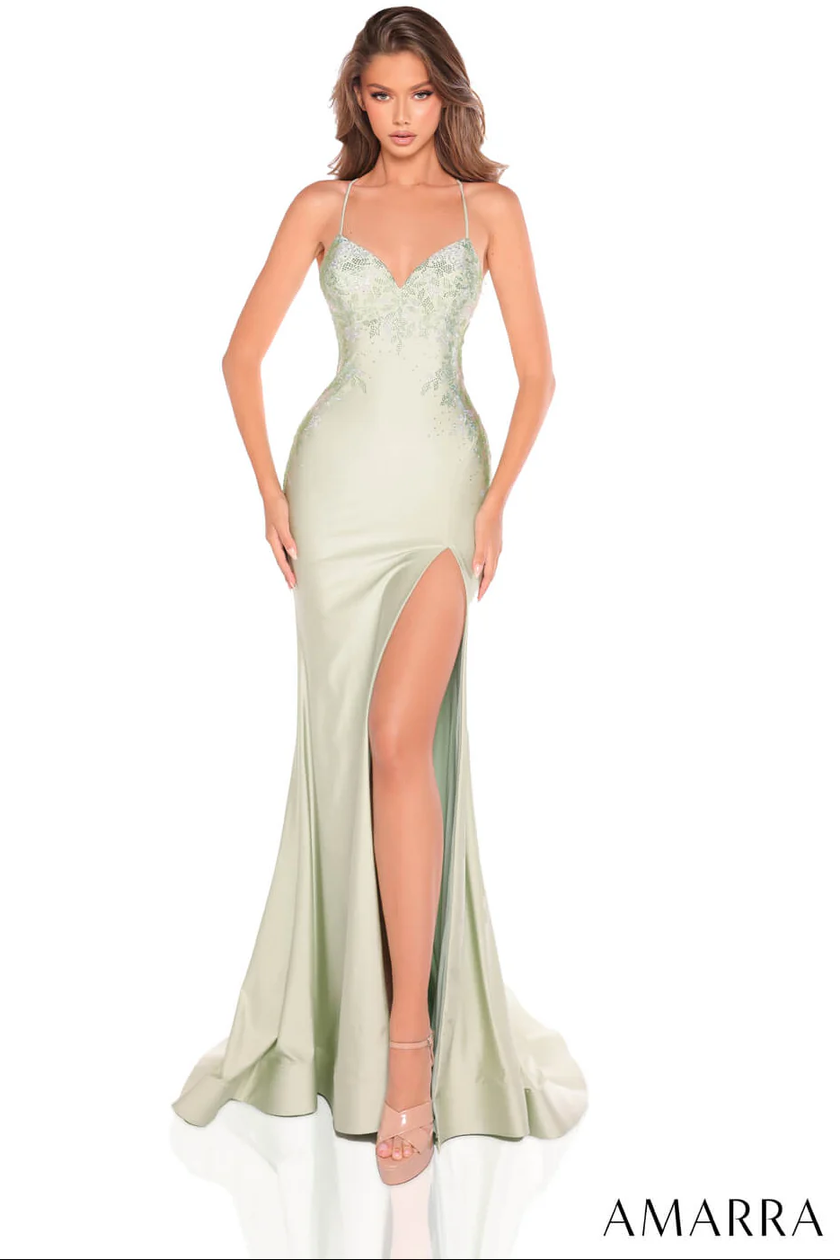 88235 - Amarra - Fitted Hot Stone Gown With V-Neckline - Image 5