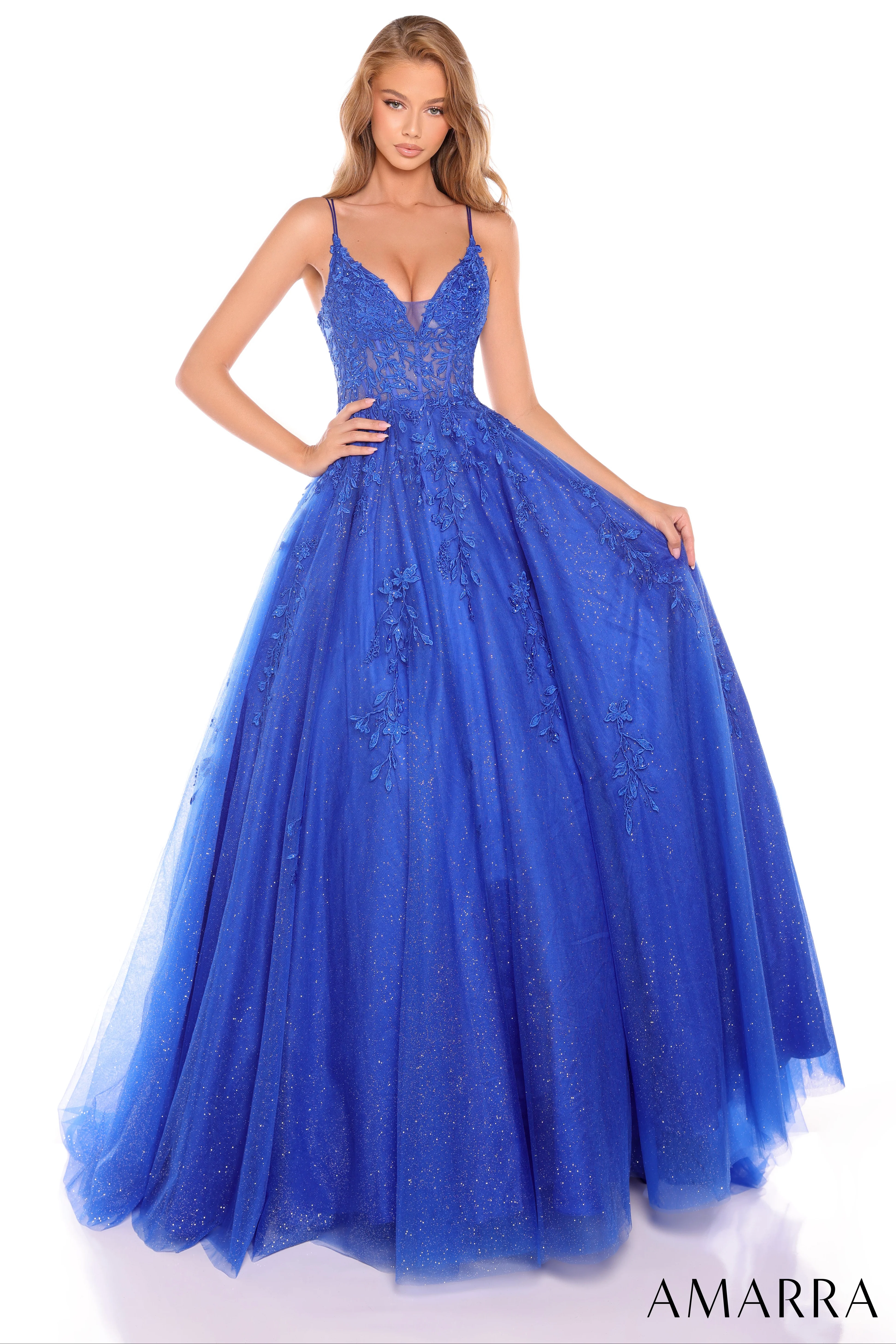 88536 - Amarra - Floral Ball Gown With Plunging V-Neckline - Image 10