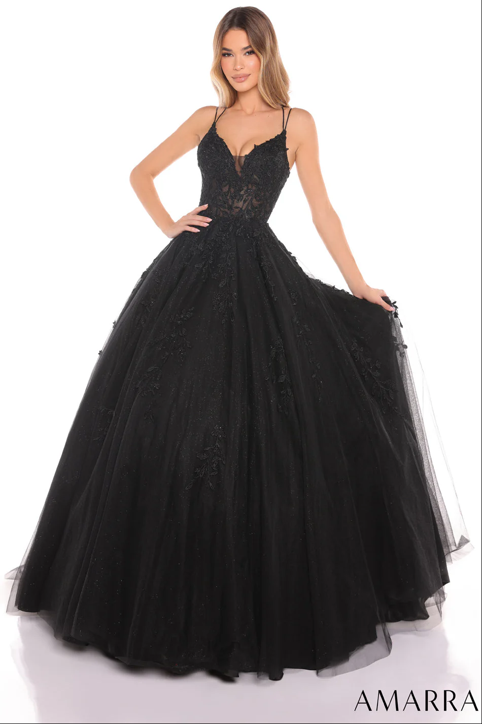 88536 - Amarra - Floral Ball Gown With Plunging V-Neckline - Image 5