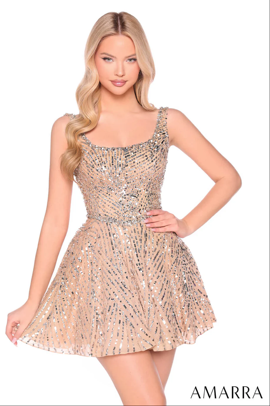 88967 - Amarra - Sequin A-Line Mini Party Dress - Image 5