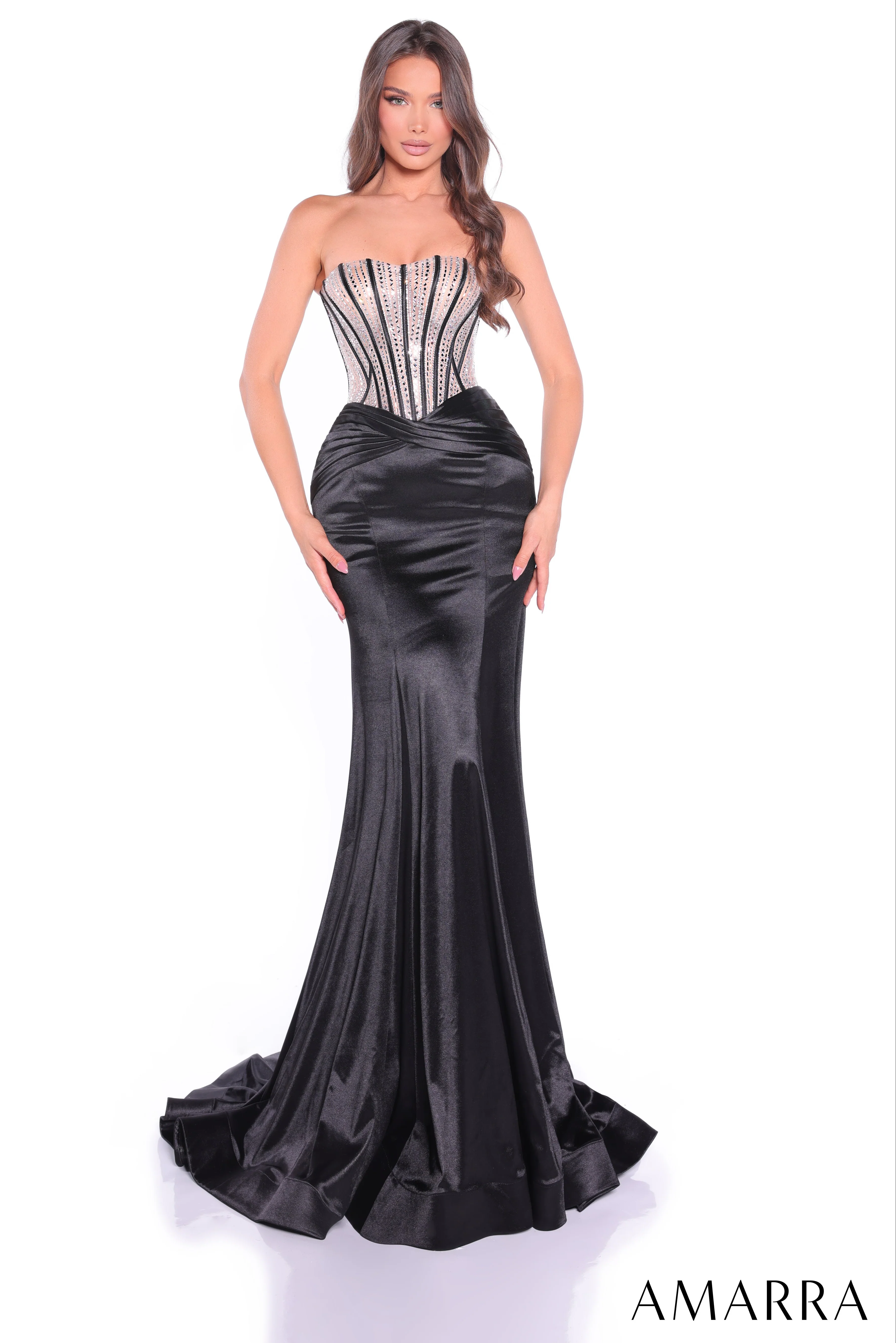 89070 - Amarra - Crystal Embellished Satin Gown - Image 2