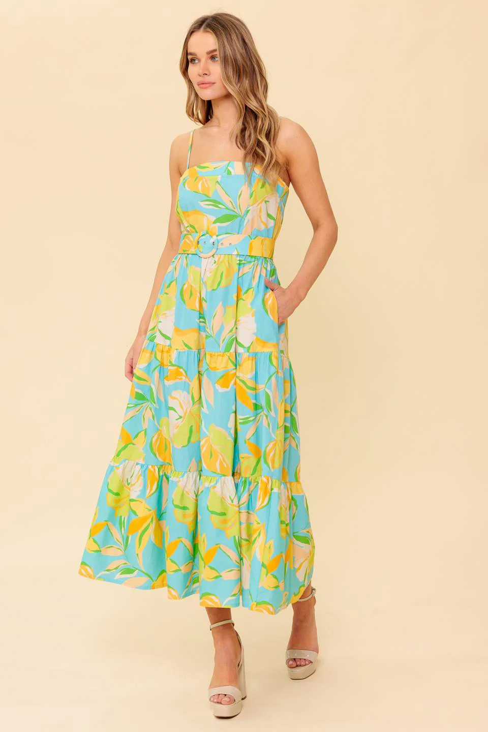 A PERFECT DAY MIDI DRESS - BLUE & YELLOW - Image 3