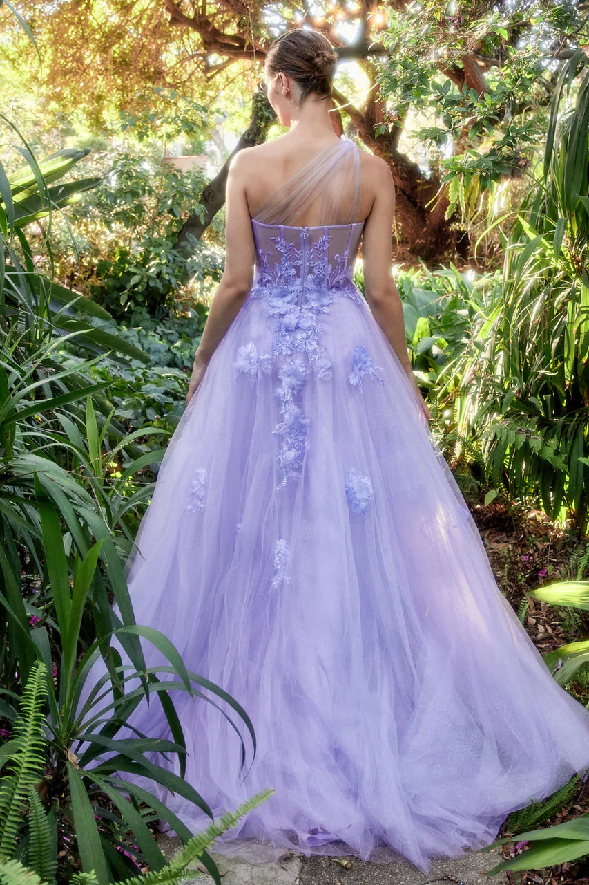 A1053 - Leila One Shoulder A-Line Tulle Gown - Andrea & Leo - Image 12