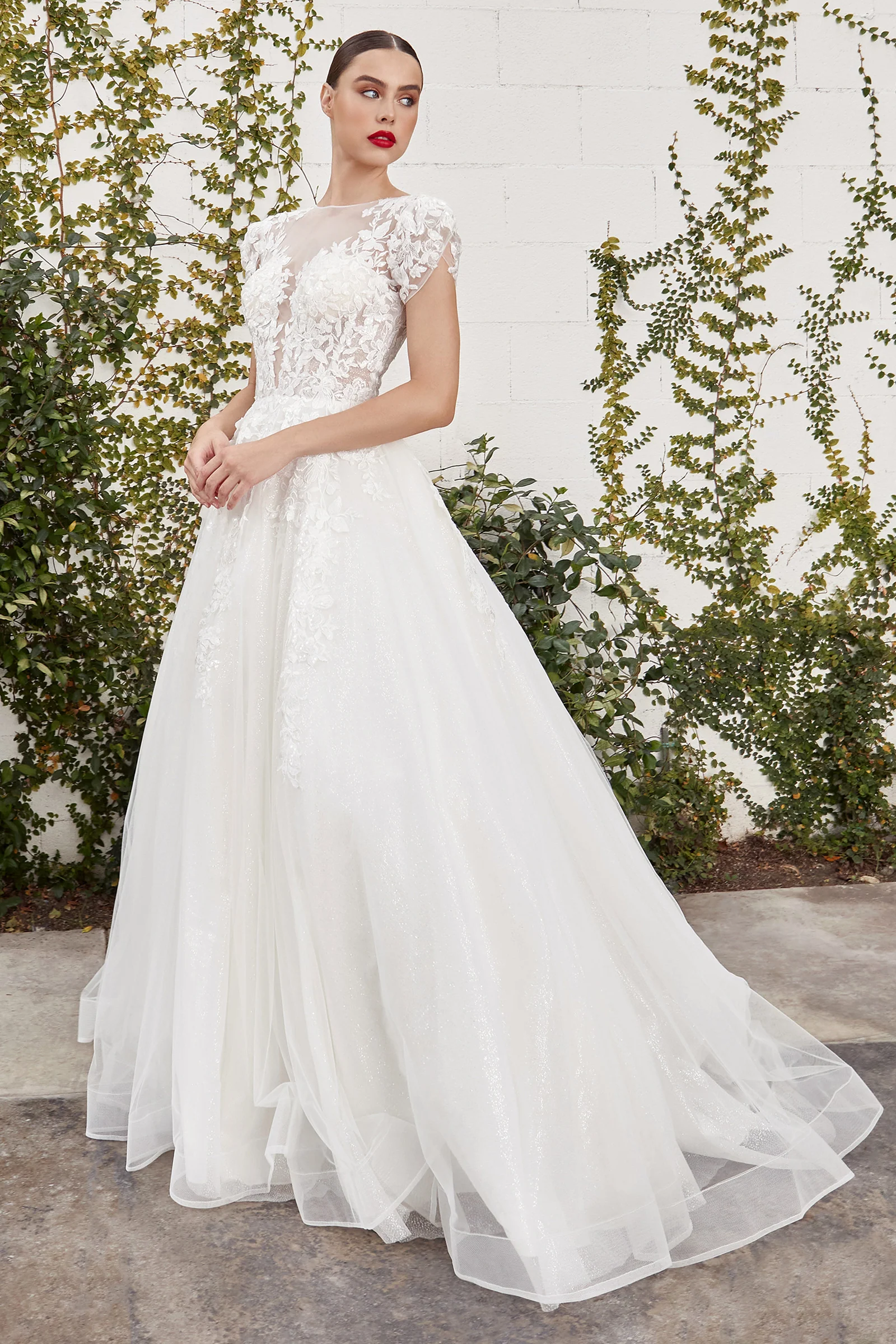 A1082W - CATHERINE CAP SLEEVE LACE BALL GOWN - Andrea & Leo - Image 2