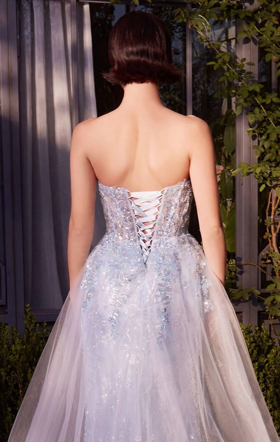 A1365 - Strapless Glitter Gown with Overskirt - Andrea & Leo - Image 6
