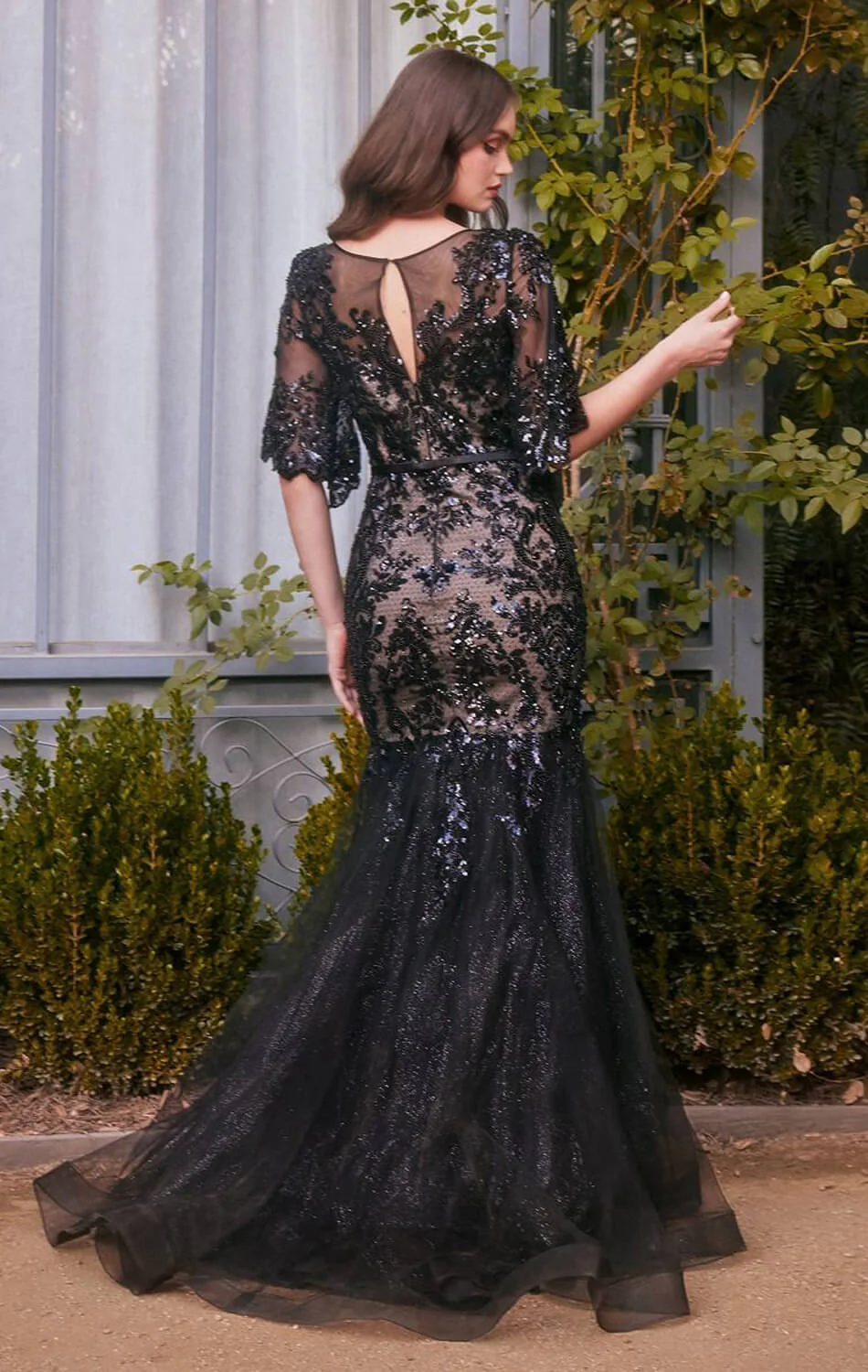 A1377 - FLORAL MOTIF SEQUIN MERMAID GOWN - Andrea & Leo - Image 2