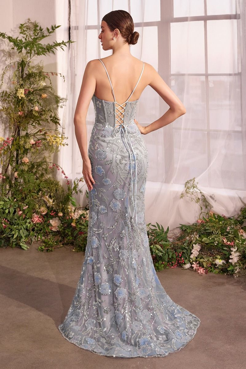 A1393 - METALLIC FLORAL MERMAID GOWN - Andrea & Leo - Image 2