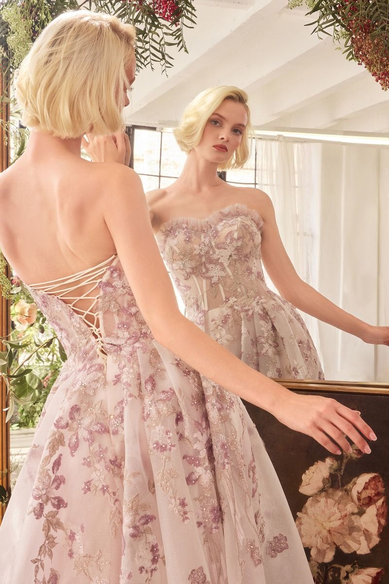 A1455 - ROMANCE EMBROIDERY A-LINE CORSET GOWN - Andrea & Leo - Image 3