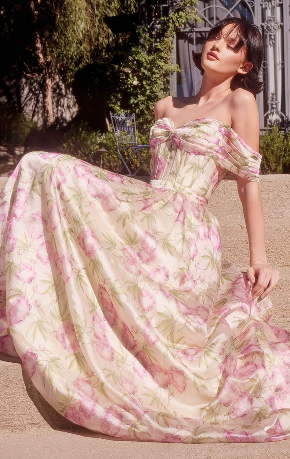A1466 - FLORAL PRINTED OFF THE SHOULDER A-LINE DRESS - Andrea & Leo - Image 6