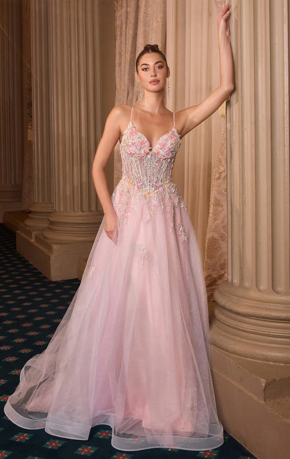 A1477 - Waltzing Beaded Bouquet Ball Gown - ANDREA & LEO - Image 2