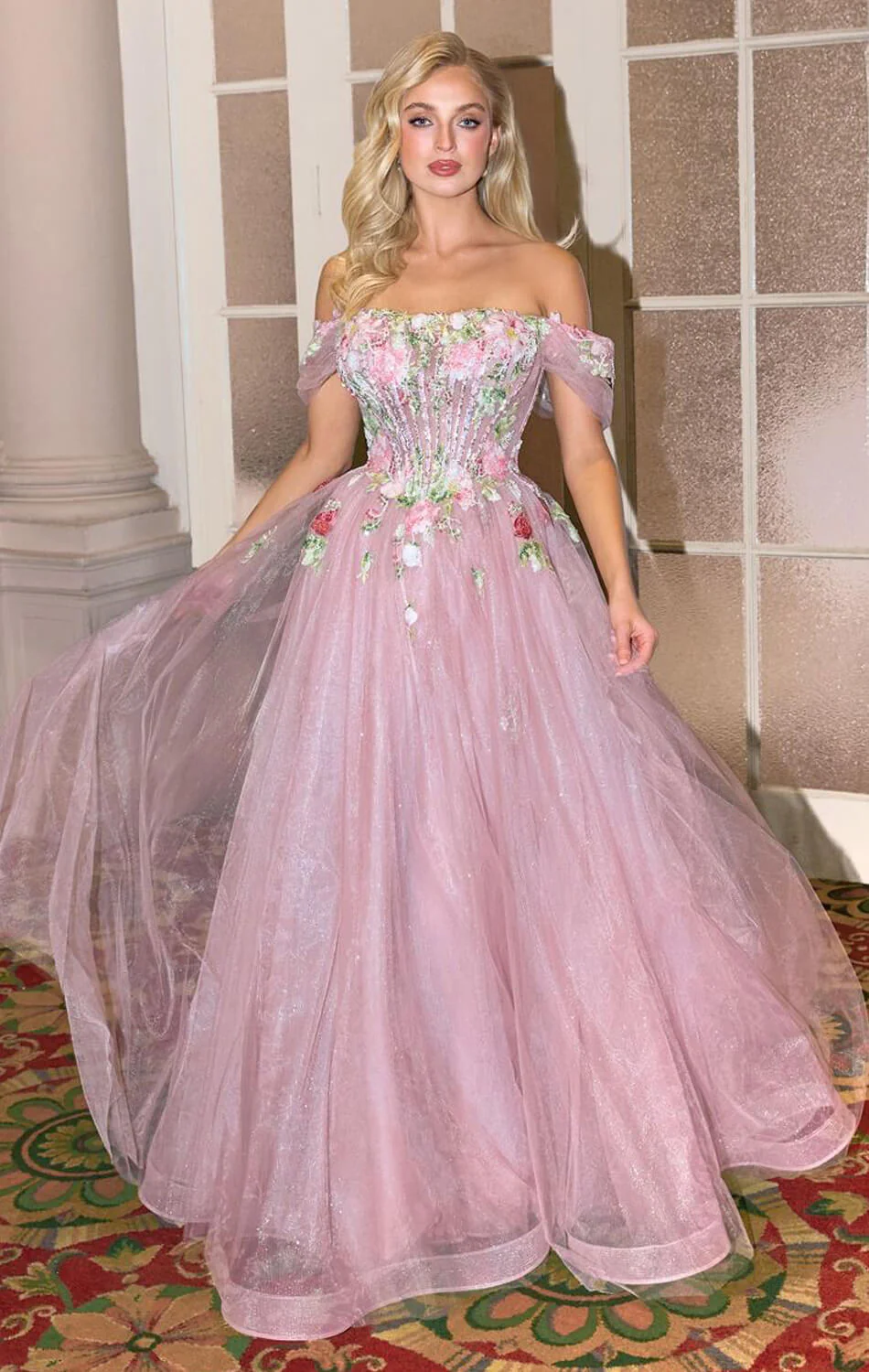 A1479 - Blooming Beaded Ball Gown - Andrea & Leo - Image 2