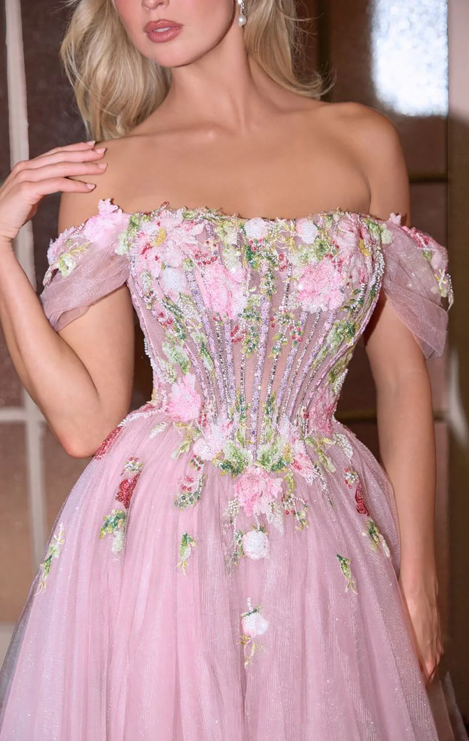 A1479 - Blooming Beaded Ball Gown - Andrea & Leo - Image 4