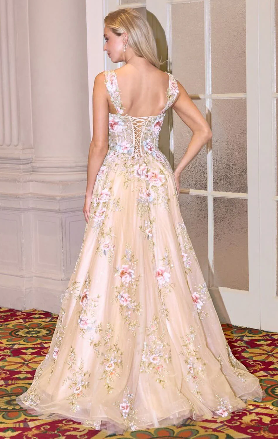 A1480 - Crystal Chrysanthemum Ball Gown - Andrea & Leo - Image 2