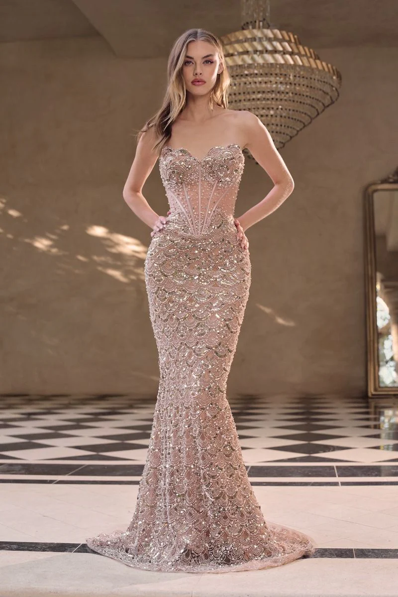 A1481 - Sequin Siren Mermaid Gown - Andrea & Leo - Image 3