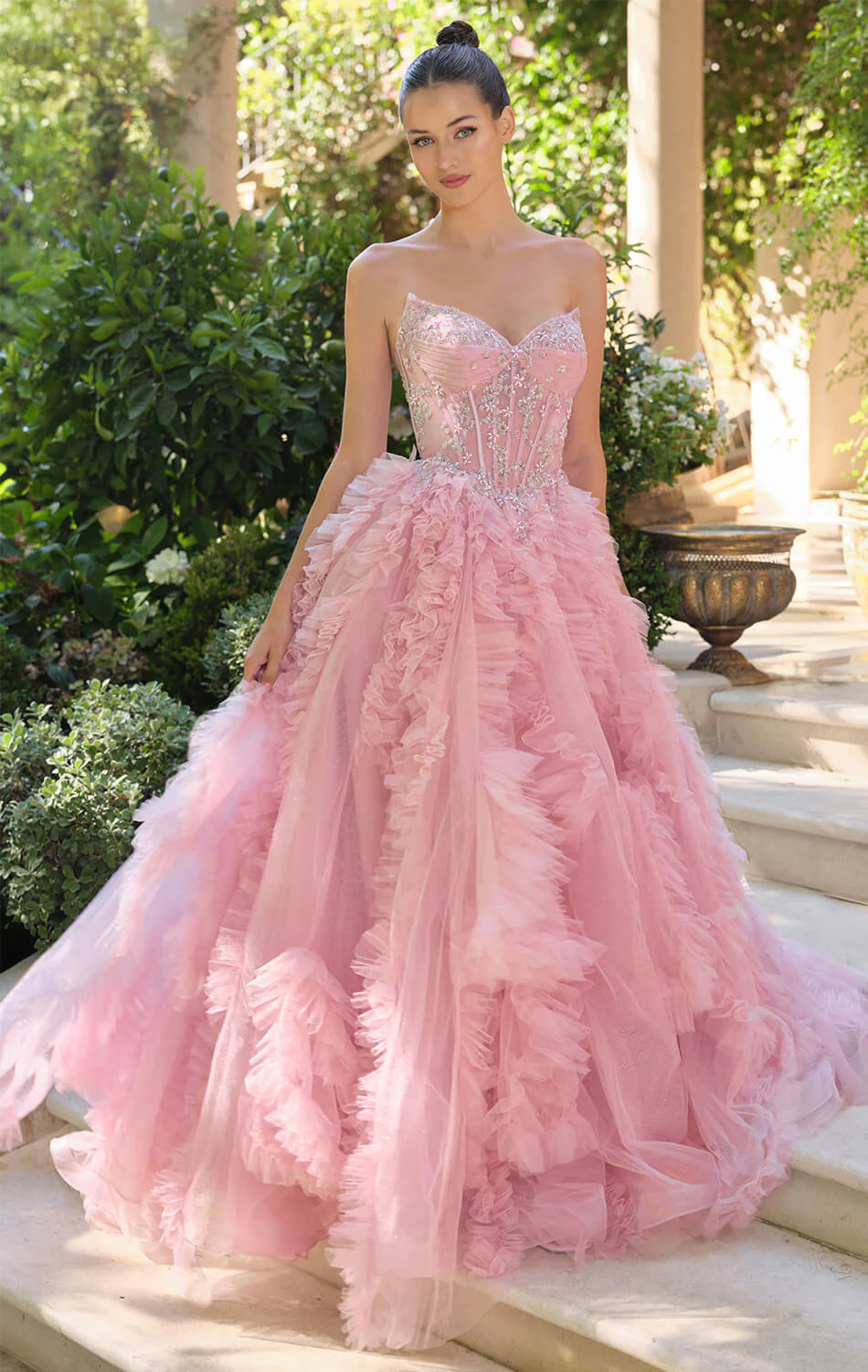 A1483 - Eloise Tulle Ruffle Ball Gown - Andrea & Leo - Image 2