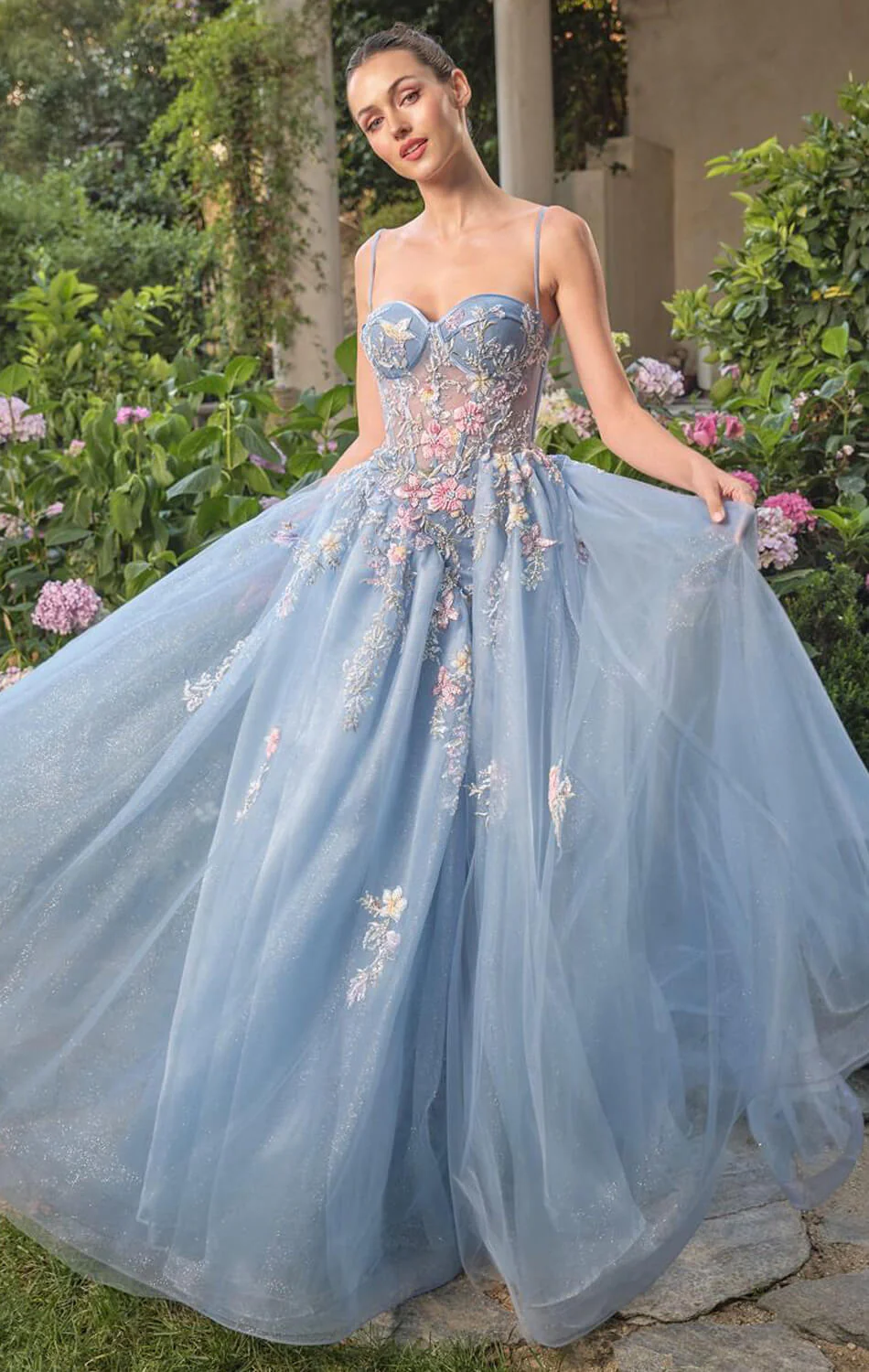 A1490 - Beaded Bellflower Bustier Ball Gown - Andrea & Leo - Image 2