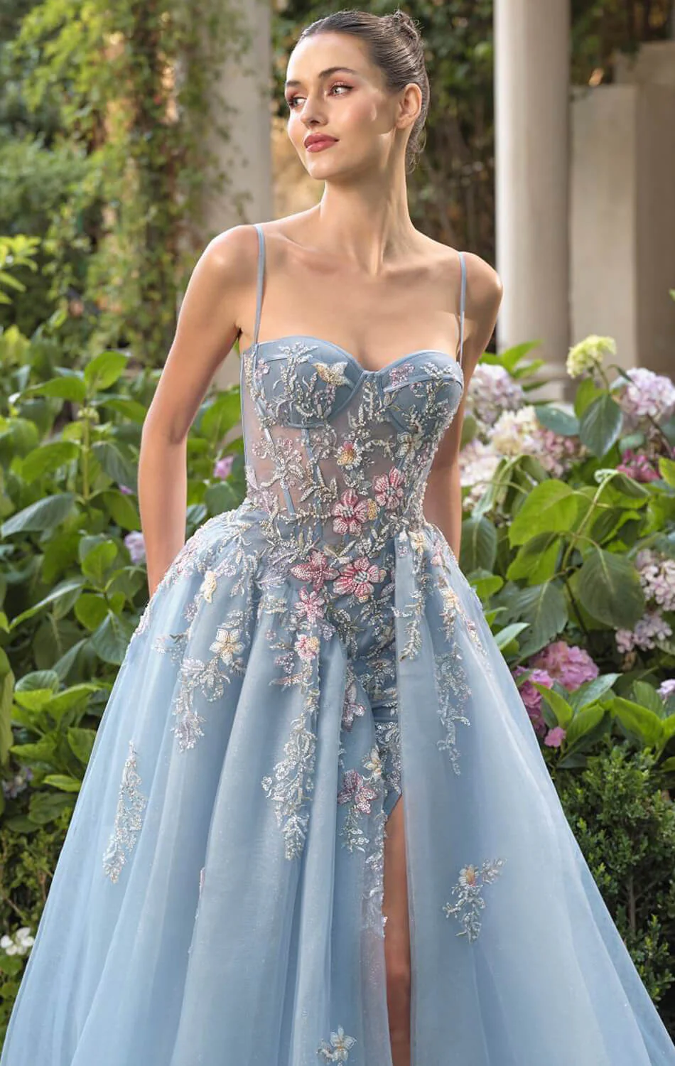 A1490 - Beaded Bellflower Bustier Ball Gown - Andrea & Leo - Image 3
