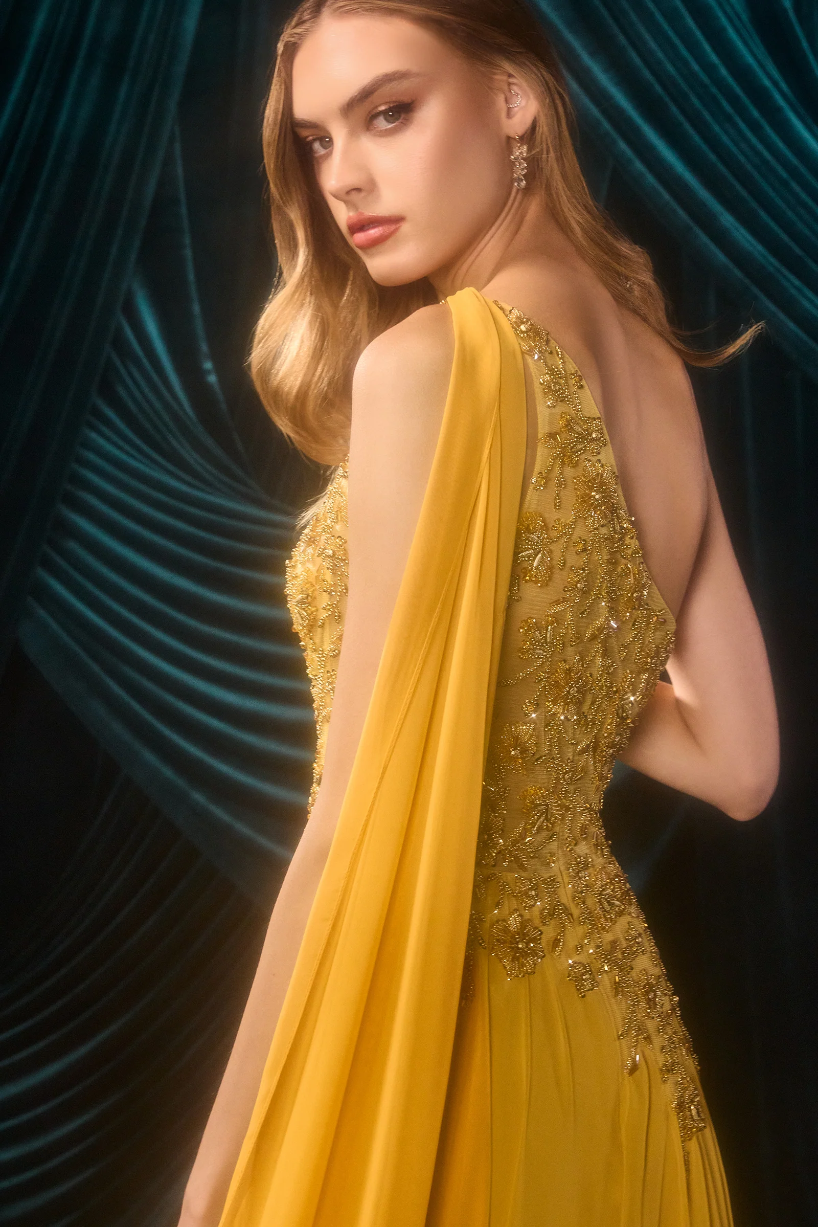 A1495 - Julia Jeweled Chiffon Gown - Andrea & Leo - Image 3