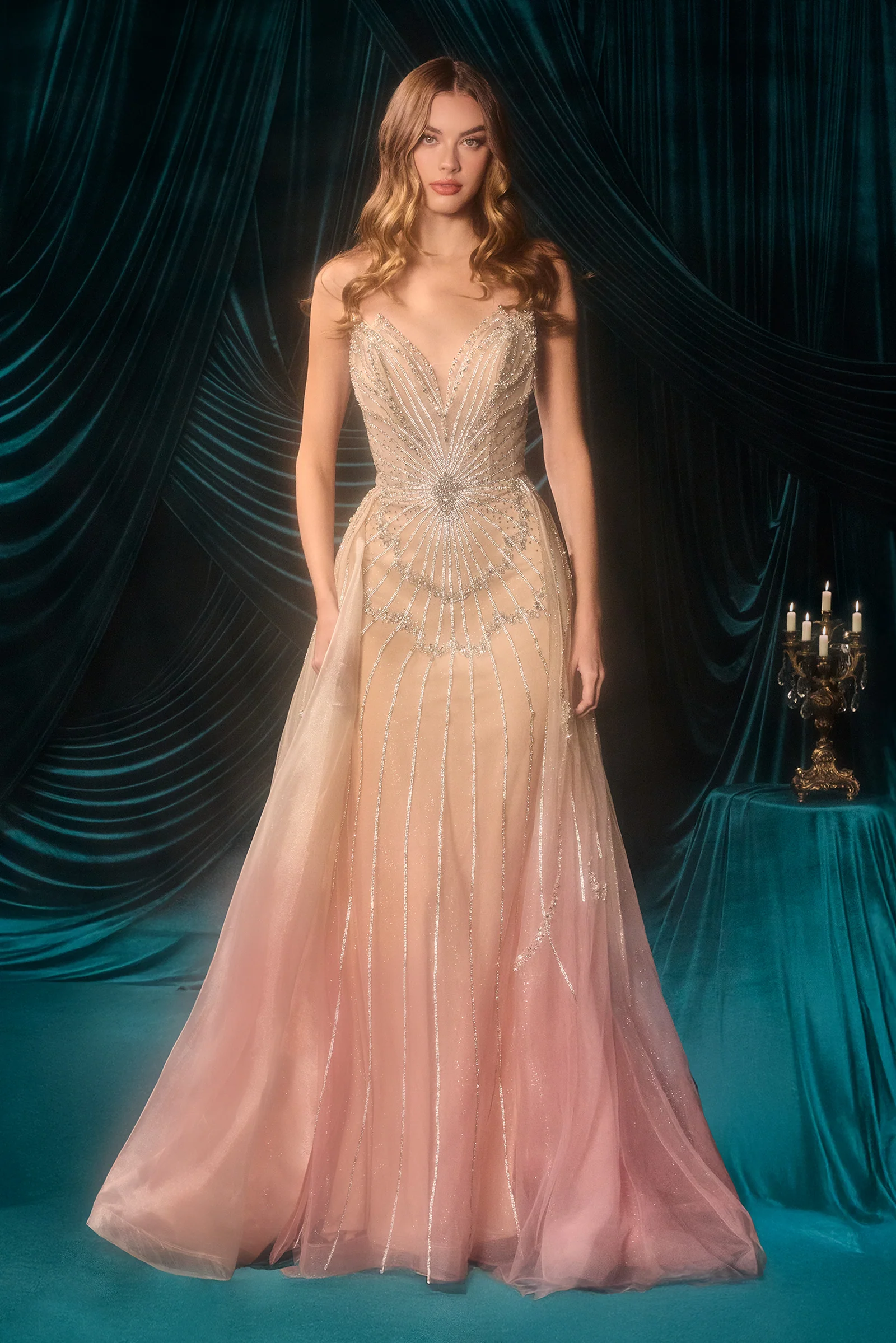 A1508 - Quinley Beaded Ombre Gown - Andrea & Leo - Image 2