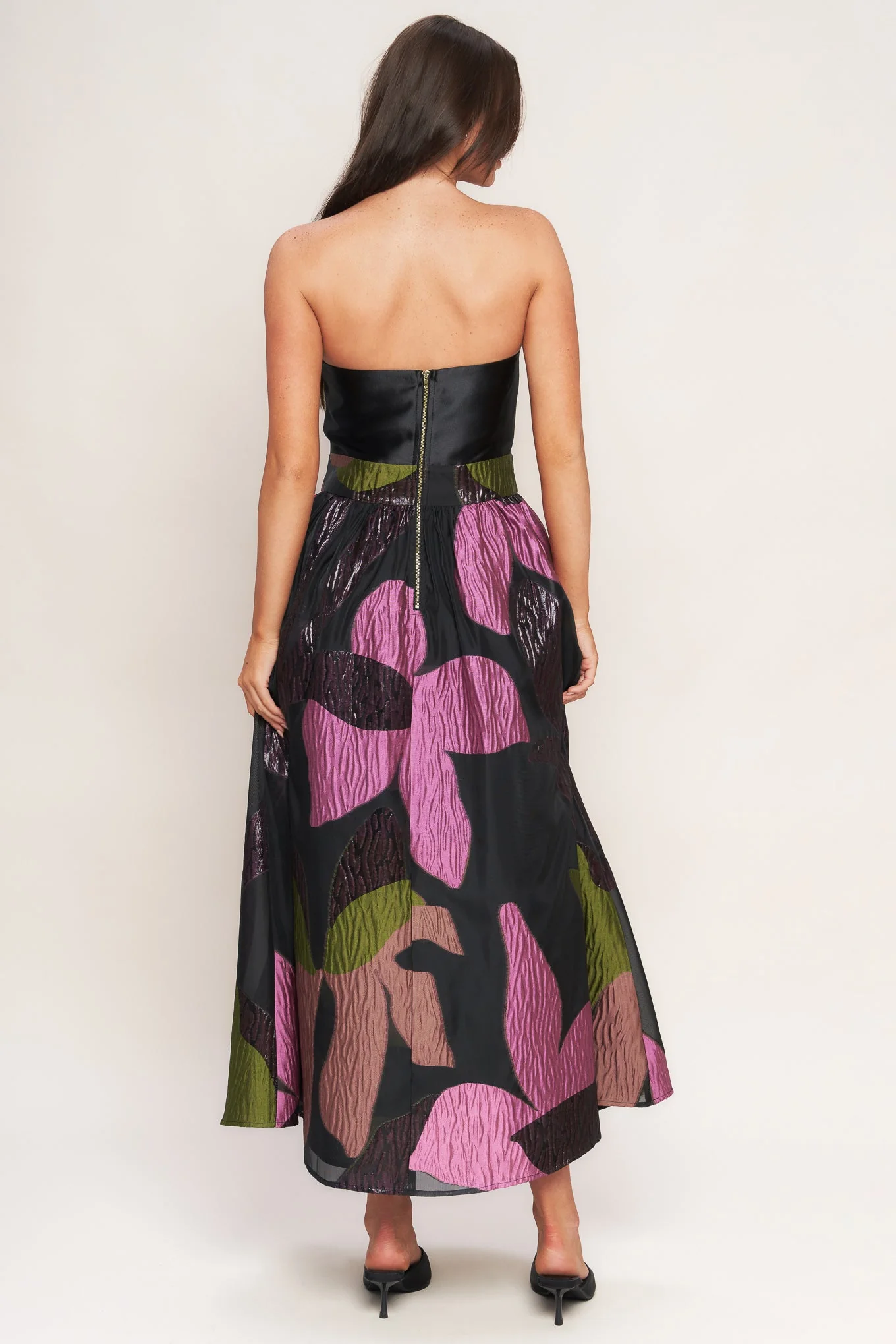 ABSTRACT ROSE BLACK MIDI DRESS - FINAL SALE - Image 3