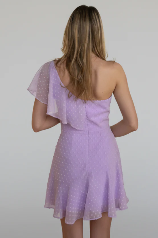 Ace Mini Dress - Lilac Swiss Dot Dress - Image 3