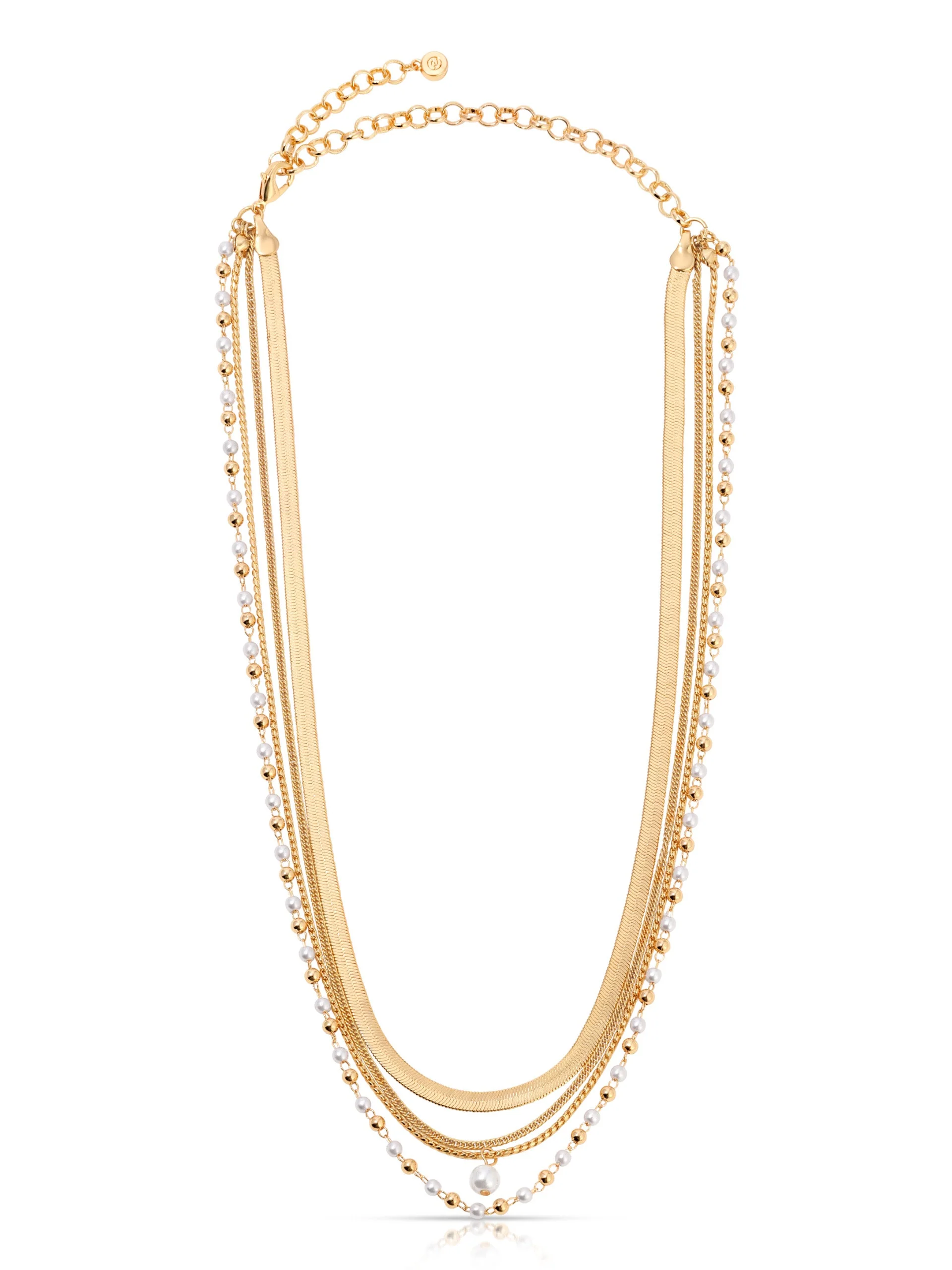 All the Chains Pearl Layered Necklace - Image 3