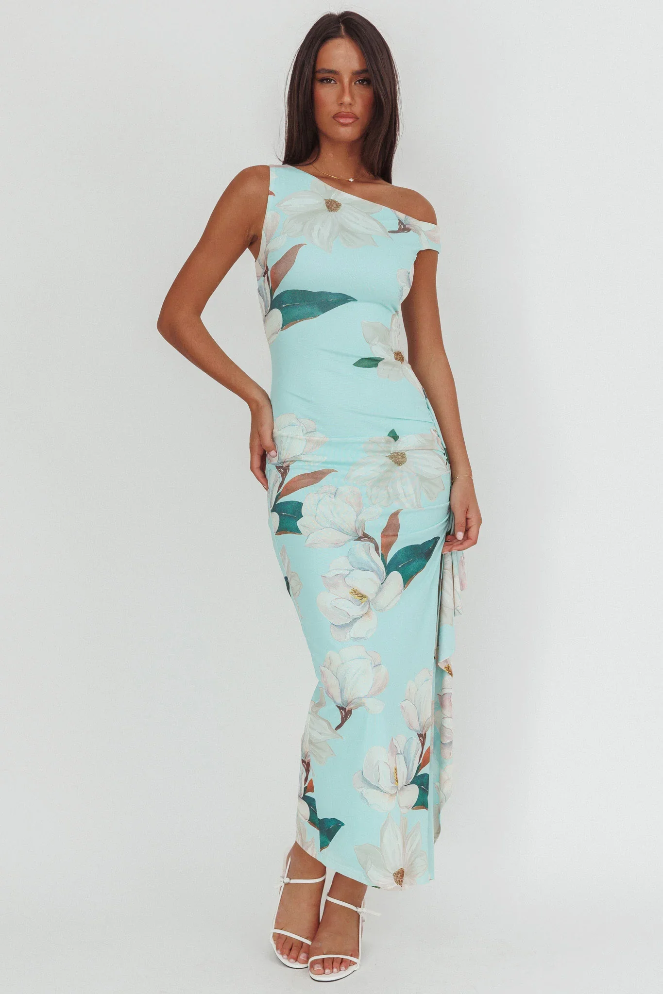 Amalfi Maxi Dress - Mint Floral Print Dress - Image 7
