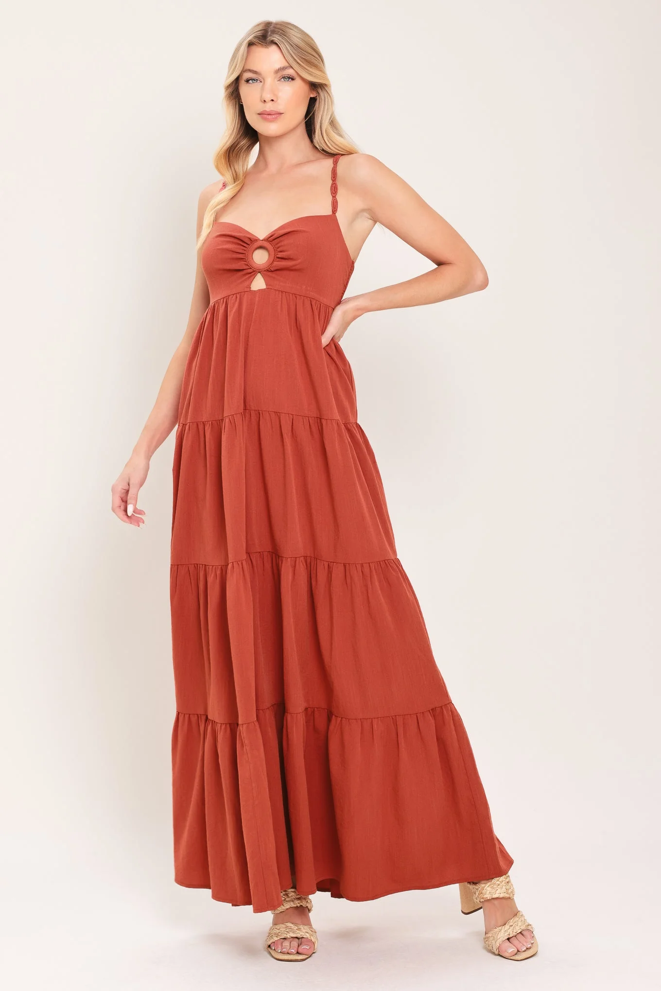AMBER WAVE TERRACOTTA MAXI DRESS - Image 3